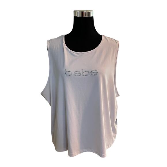 NWT Bebe White Rhinestone Logo Tank Top Plus Size 2X - Picture 1 of 15